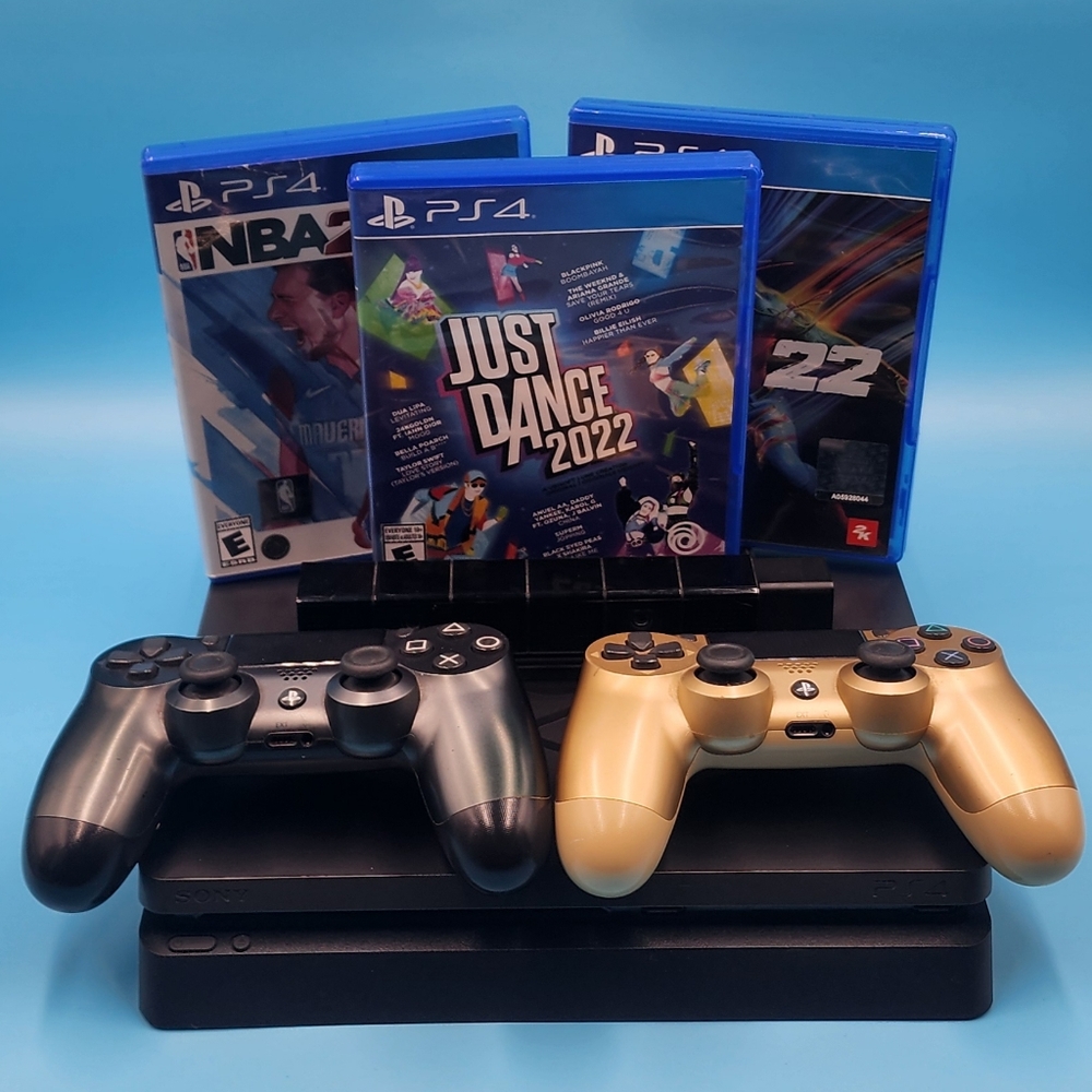 Sony PlayStation 4 Slim 1TB Console BUNDLE + 3 Games, 2 Controllers & Camera